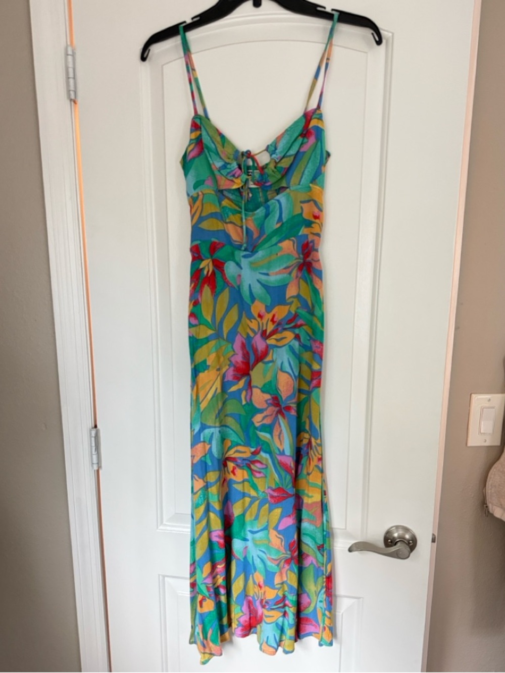 Billabong Teal Floral Maxi Dress with Multicolor Print